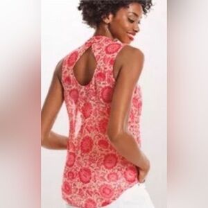 CABI Vita Blouse #5037 Cowl Neck Floral Sleeveless Blouse L